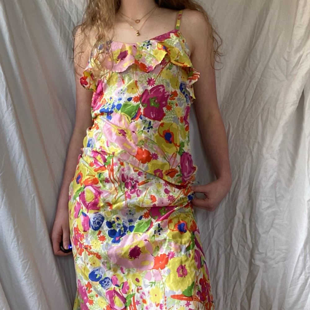 Adorable Vintage B.B. BB dakota slip dress size 2 small floral pink yellow blue